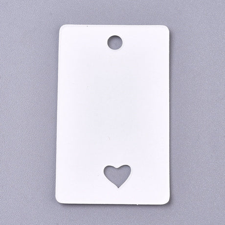 Prismærker Med Hjerte – Hvid, Rektangulær (50x30x0,4mm) 100 stk - Uniq Perler - 117471