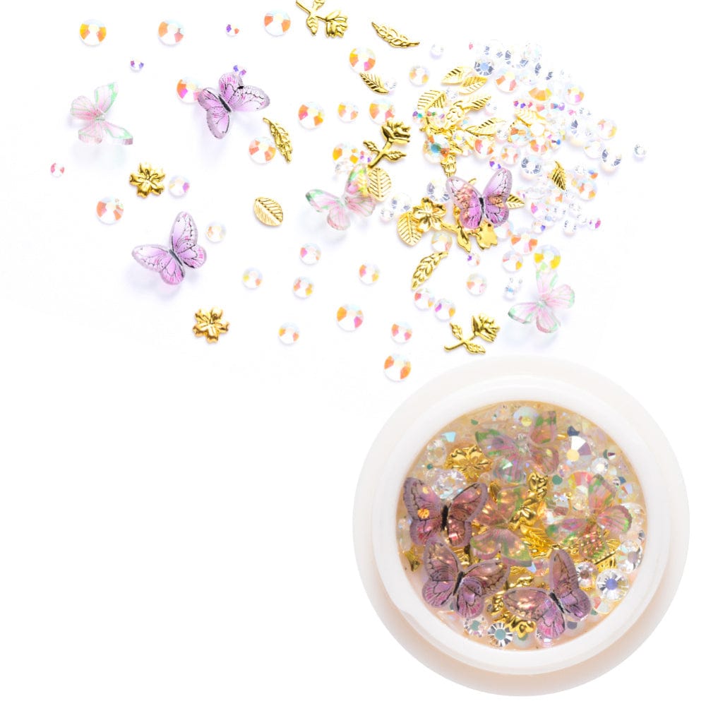 Pynte Mix Til Resin – Forgyldte Dele & Sommerfugle (2–7mm) - Uniq Perler - 567847