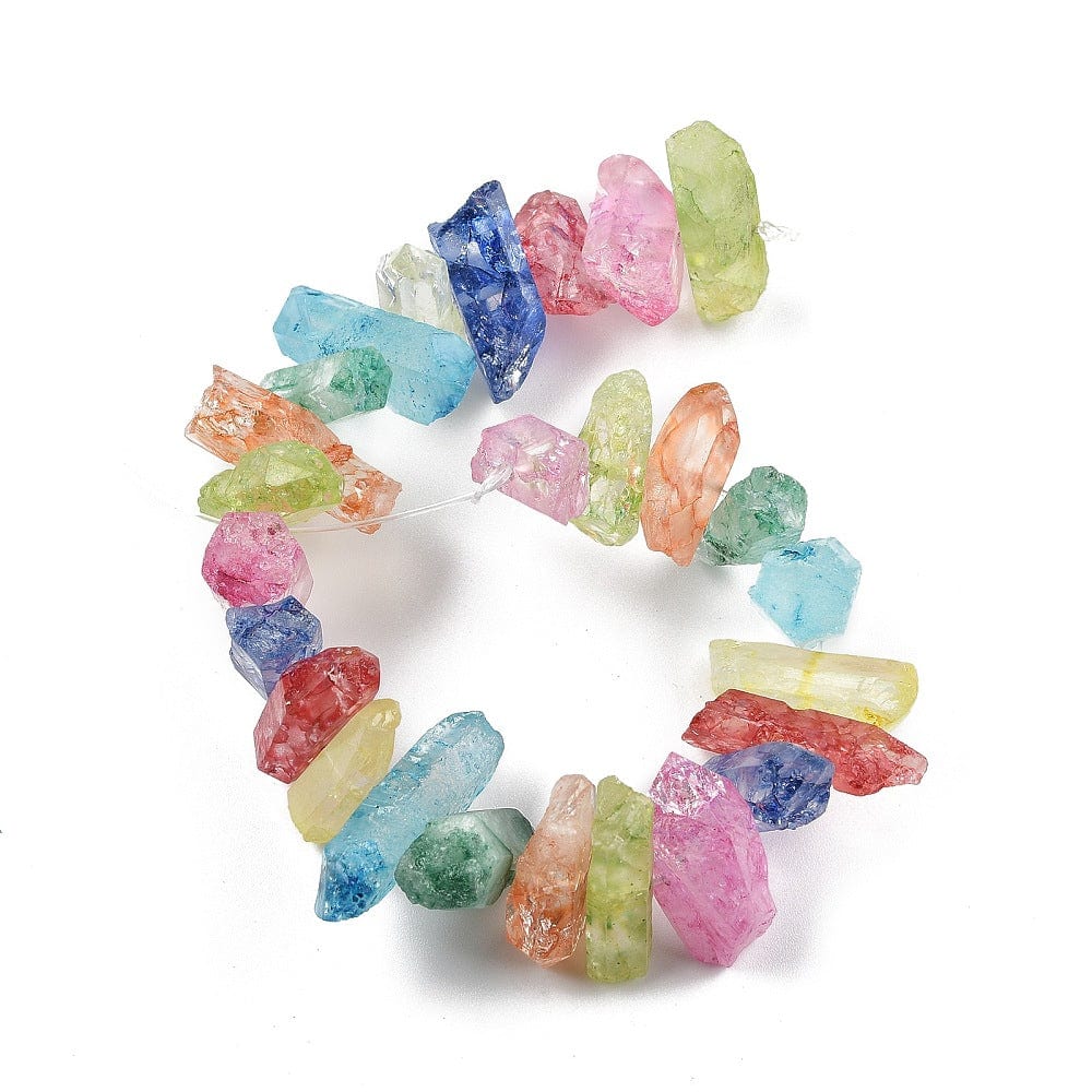 Rå Flerfarvet Kvarts Perler, (3 - 8x15 - 35mm) - Uniq Perler - 114706