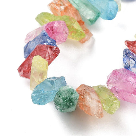 Rå Flerfarvet Kvarts Perler, (3 - 8x15 - 35mm) - Uniq Perler - 114706