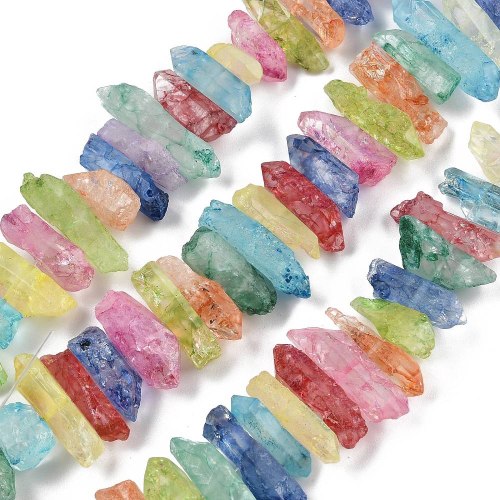 Rå Flerfarvet Kvarts Perler, (3 - 8x15 - 35mm) - Uniq Perler - 114706