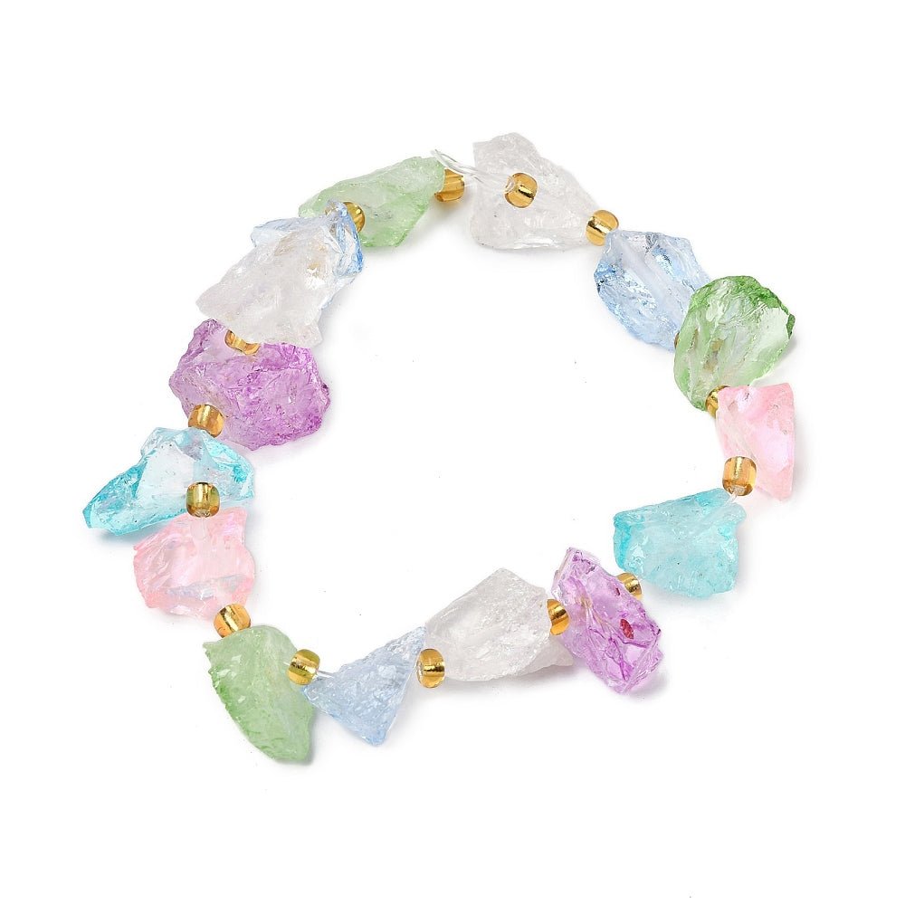 Rå kvarts nuggets perler – fargemiks (8 - 18mm) - Uniq Perler - 117283