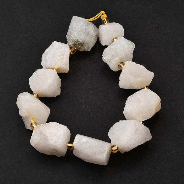 Rå White Jade – Hvid, Nuggets (10 - 28mm) - Uniq Perler - 76918568567812898005799284