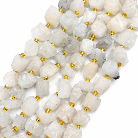 Rå White Jade – Hvid, Nuggets (7 - 16mm) - Uniq Perler - 566777