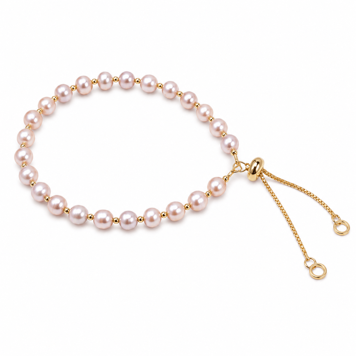 Regulerbar Armbånd Med Ferskvandsperler I Rosa Nuancer - Uniq Perler - 514433