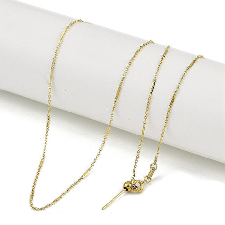 Regulerbar Bar Link Halskæde, Forgyldt Stål, 50cm - Uniq Perler - 114536