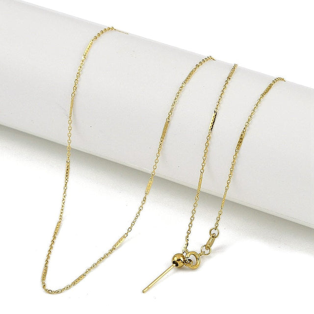 Regulerbar Bar Link Halskæde, Forgyldt Stål, 50cm - Uniq Perler - 114536