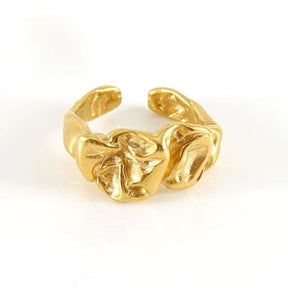 Verstellbarer Organischer Ring Aus Vergoldet Stahl - Uniq Perler - 115178