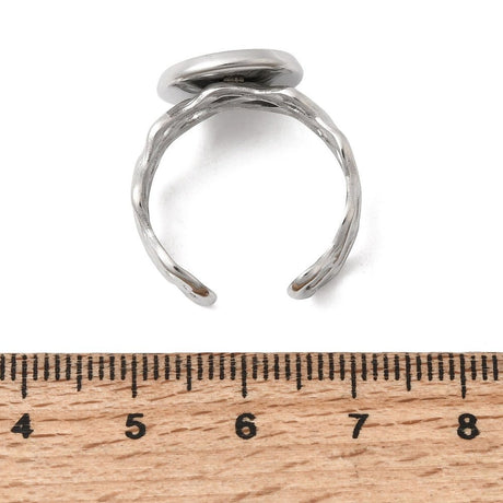 Regulerbar Ring Med Indfatning – Stål (13,5mm, Indfatning 12mm) - Uniq Perler - 123068