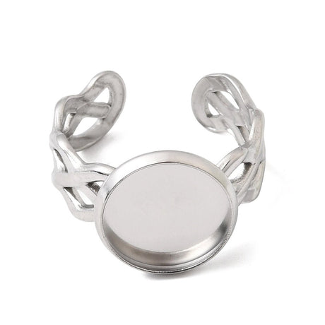 Regulerbar Ring Med Indfatning – Stål (13,5mm, Indfatning 12mm) - Uniq Perler - 123068