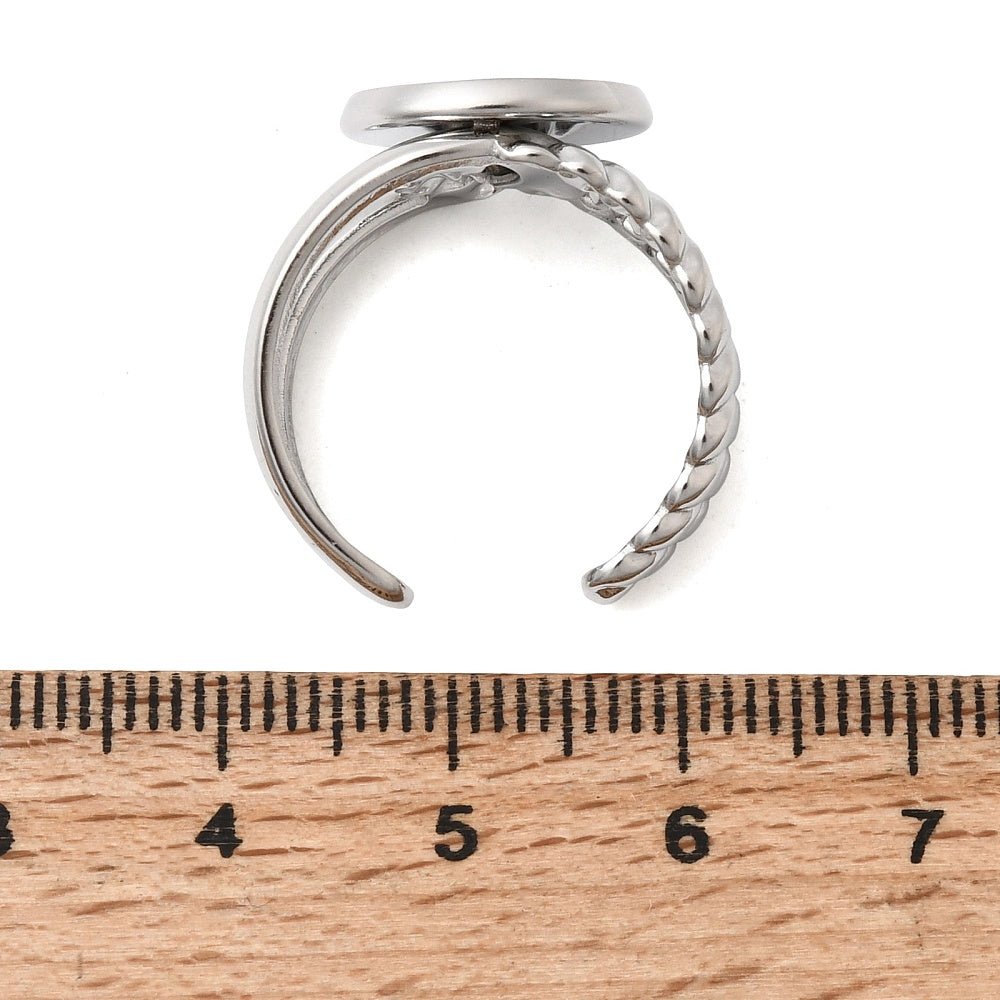 Regulerbar Ring Med Indfatning – Stål (14mm, Skål 12mm) - Uniq Perler - 122861