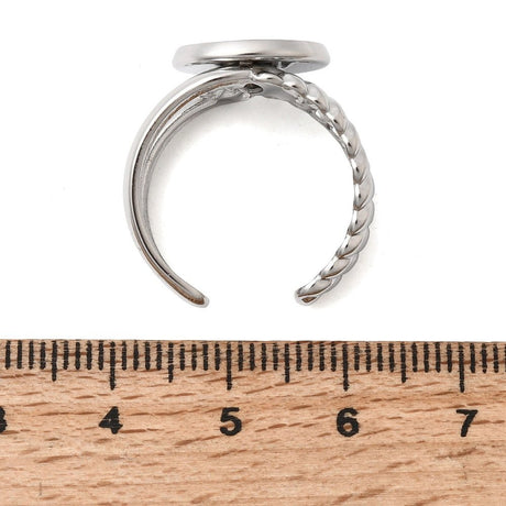 Regulerbar Ring Med Indfatning – Stål (14mm, Skål 12mm) - Uniq Perler - 122861