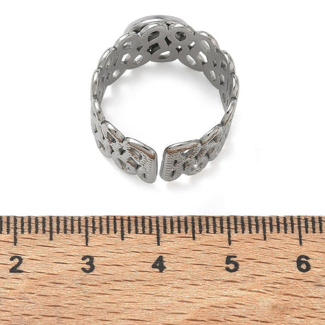 Regulerbar Ring Med Rundt Fatning – Stål (13-18mm) - Uniq Perler - 124596