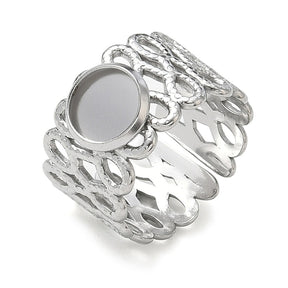 Regulerbar Ring Med Rundt Fatning – Stål (13-18mm) - Uniq Perler - 124596