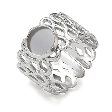 Regulerbar Ring Med Rundt Fatning – Stål (13-18mm) - Uniq Perler - 124596