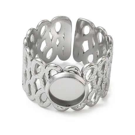 Regulerbar Ring Med Rundt Fatning – Stål (13-18mm) - Uniq Perler - 124596