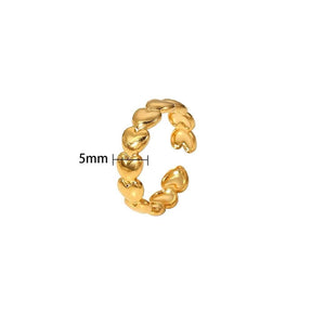 Verstellbarer Ring mit kleinen Herzen - Wasserdicht Vergoldet Stahl (16 - 19mm) - Uniq Perler - 114846