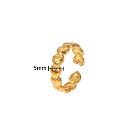 Regulerbar Ring Med Små Hjerter - Vandfast Forgyldt Stål (16 - 19mm) - Uniq Perler - 114846