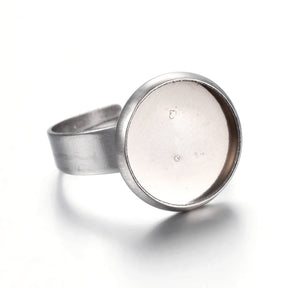 Adjustable Ring For Cabochon – Platinum Brass, 12mm (4 Pcs) - Uniq Perler - 445841