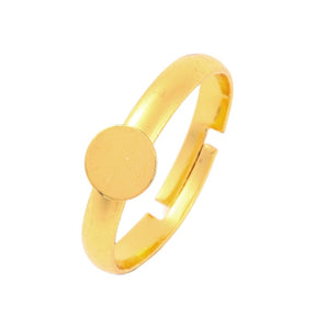 Adjustable Ring For Gluing Cabochon – Gold-plated Brass, 6mm (10 Pcs) - Uniq Perler - 114197