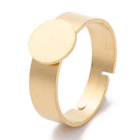 Regulerbar Ring Til Pålimning Af Cabochon, Forgyldt Stål, 8mm - Uniq Perler - 567847