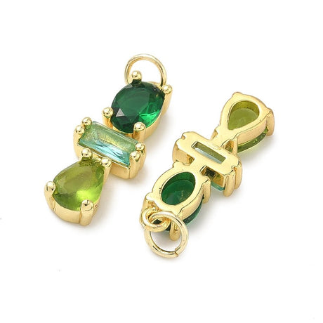 Rektangel Vedhæng – Grøn Zirkonia 18K Forgyldt Langtidsholdbar (21mm) - Uniq Perler - 117664