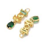 Rektangel Vedhæng – Grøn/Gul Zirkonia 18K Forgyldt Langtidsholdbar (21mm) - Uniq Perler - 117665