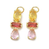 Rektangel Vedhæng – Pink/gul Zirkonia 18K Forgyldt Langtidsholdbar (21mm) - Uniq Perler - 117662