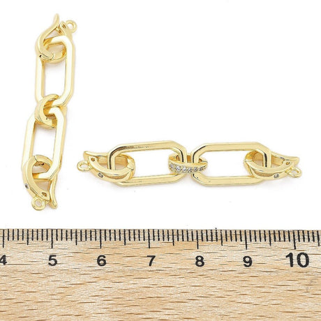 Rektangulær Foldelås Med Zirkonia – 18K Forgyldt Messing (51mm) - Uniq Perler - 122517