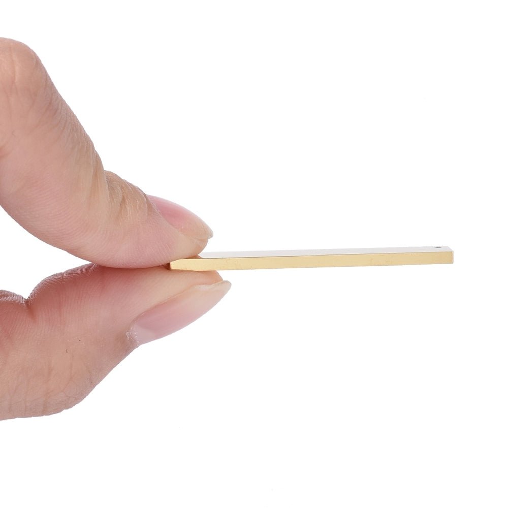 Rektangulær Mellemled - 18K Forgyldt Stål (39x8x1.8mm) 2 stk - Uniq Perler - 