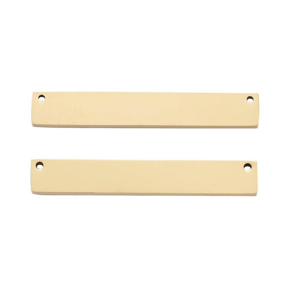 Rektangulær Mellemled - 18K Forgyldt Stål (39x8x1.8mm) 2 stk - Uniq Perler - 