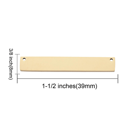 Rektangulær Mellemled - 18K Forgyldt Stål (39x8x1.8mm) 2 stk - Uniq Perler - 