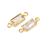 Rektangulær Mellemled Med Klare Zirkonia, Langtidsholdbar Forgyldt (12mm, 2 stk.) - Uniq Perler - 115674