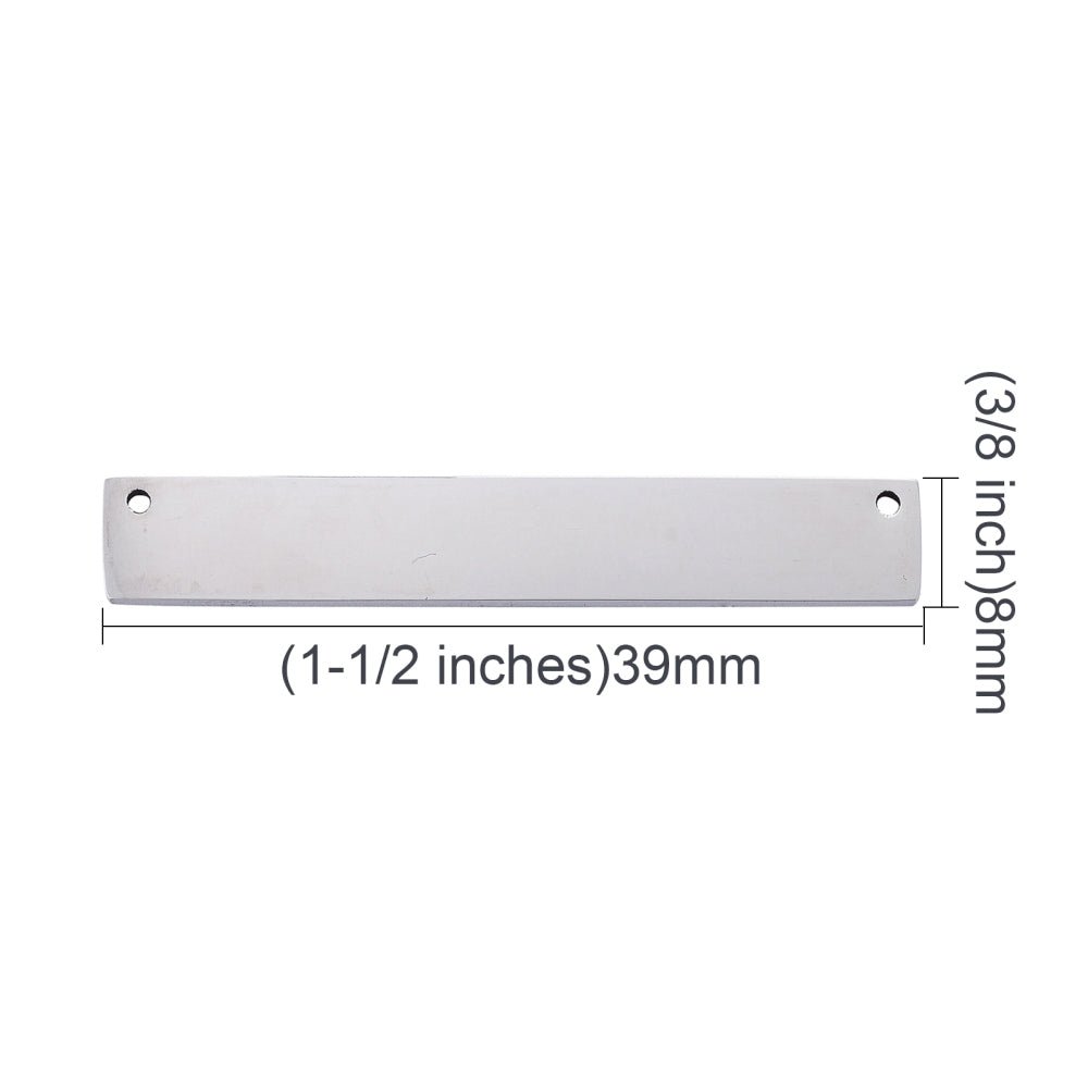 Rektangulær Mellemled - Stål (39x8x1.8mm) 2 stk - Uniq Perler - 