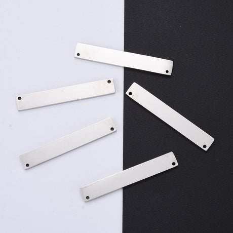 Rektangulær Mellemled - Stål (39x8x1.8mm) 2 stk - Uniq Perler - 