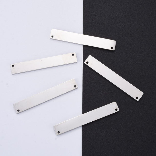 Rektangulær Mellemled - Stål (39x8x1.8mm) 2 stk - Uniq Perler - 