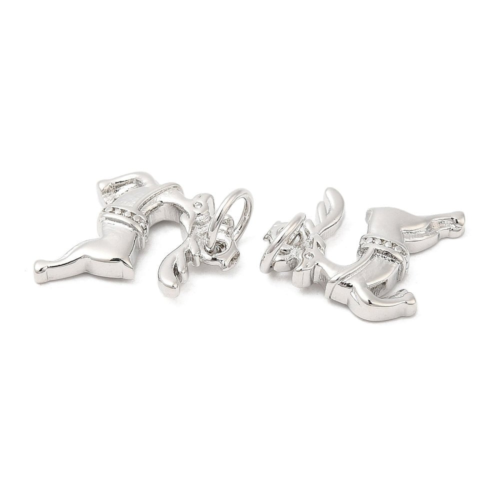 Rensdyr Vedhæng - Platinbelagt (16.5x11mm) 2 stk - Uniq Perler - 