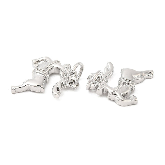 Rensdyr Vedhæng - Platinbelagt (16.5x11mm) 2 stk - Uniq Perler - 