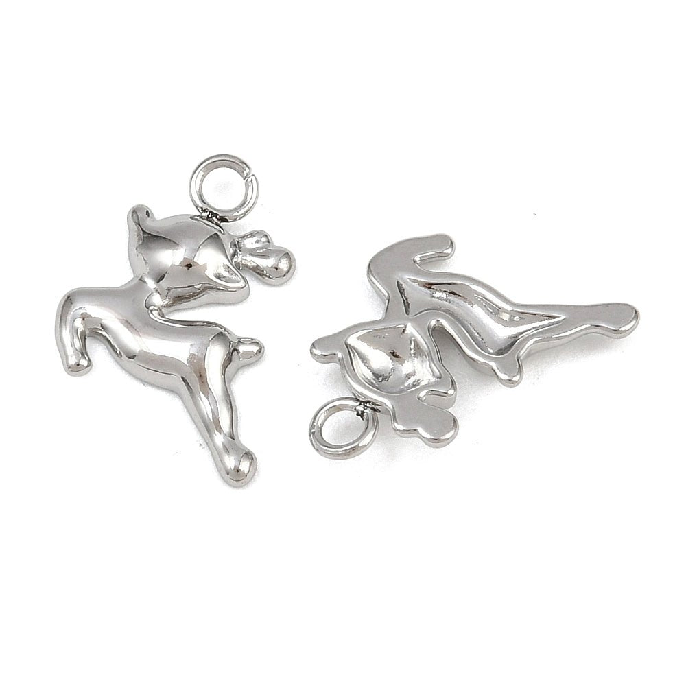 Rensdyr Vedhæng - Stål (12.5x11.5x2.5mm) 2 stk - Uniq Perler - 