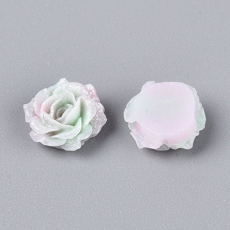 Resin Cabochoner – Blomstermotiv Med Glitter, Farve Mix (9~10x4~5mm) 20 stk. - Uniq Perler - 118883