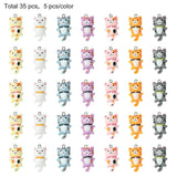 Resin Katte Vedhæng, Farve Mix, 28x15x7mm, (35 stk.) - Uniq Perler - 805856