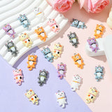 Resin Katte Vedhæng, Farve Mix, 28x15x7mm, (35 stk.) - Uniq Perler - 805856