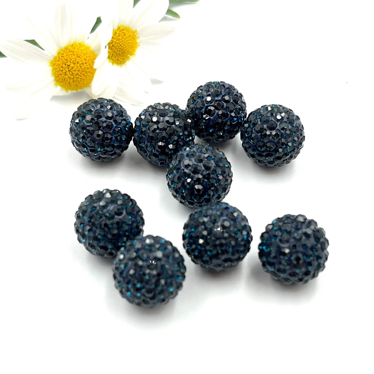 Resin Perler, Dyb Blå, Topboret/Anboret, 12mm - Uniq Perler - 12599531470052