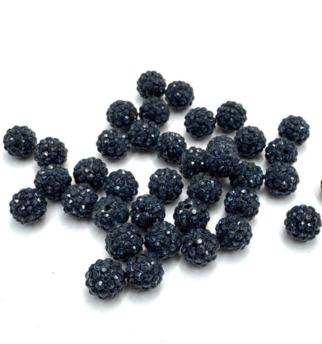 Resin Perler, Mørkeblå, Topboret/Anboret, 8mm, 4 stk. - Uniq Perler - 114881