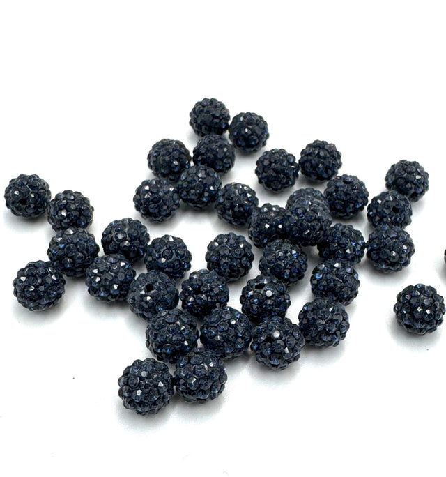 Resin Perler, Mørkeblå, Topboret/Anboret, 8mm, 4 stk. - Uniq Perler - 114881