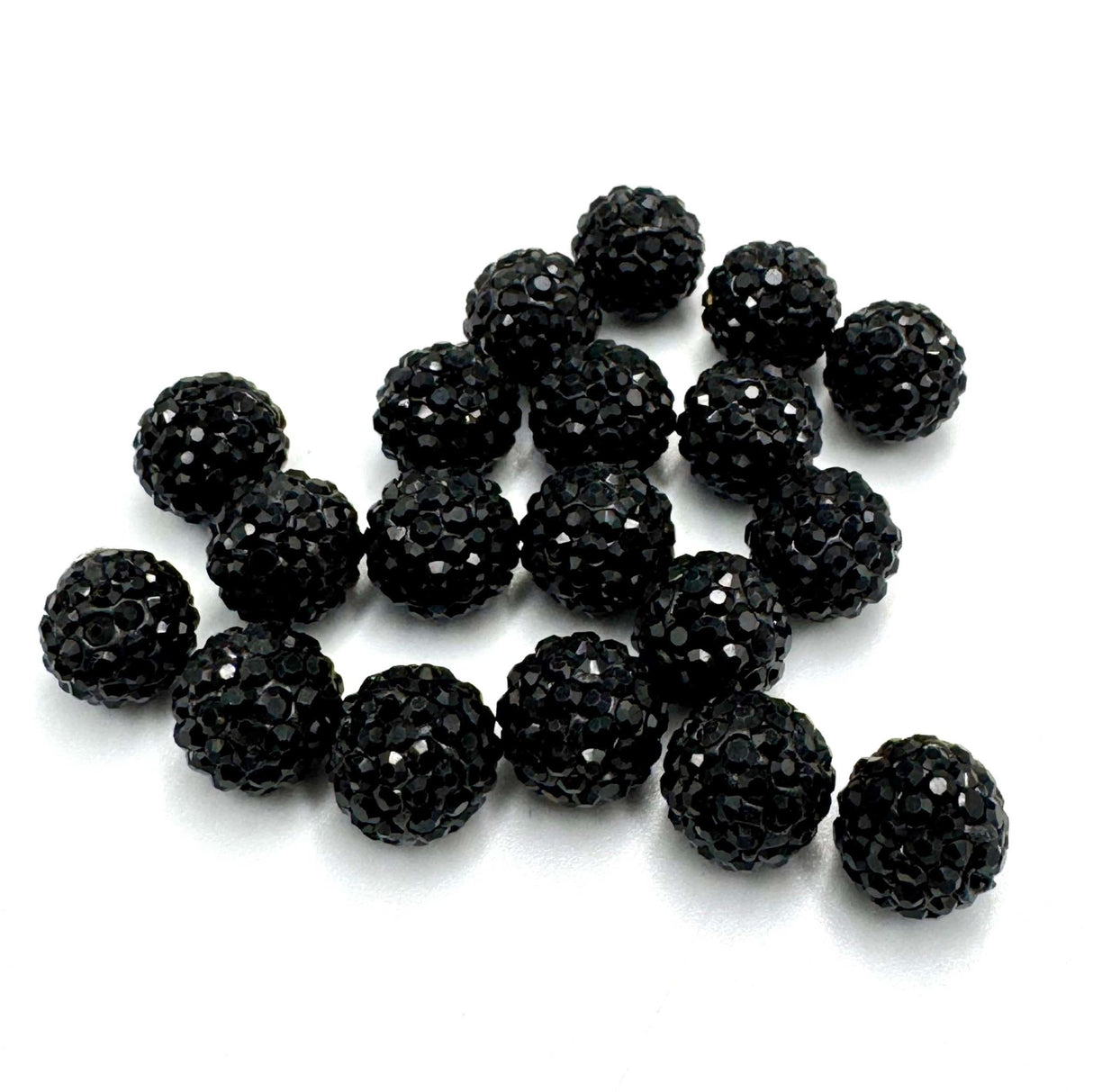 Resin Perler, Sort, Topboret/Anboret, 10mm, 4 stk. - Uniq Perler - 114879