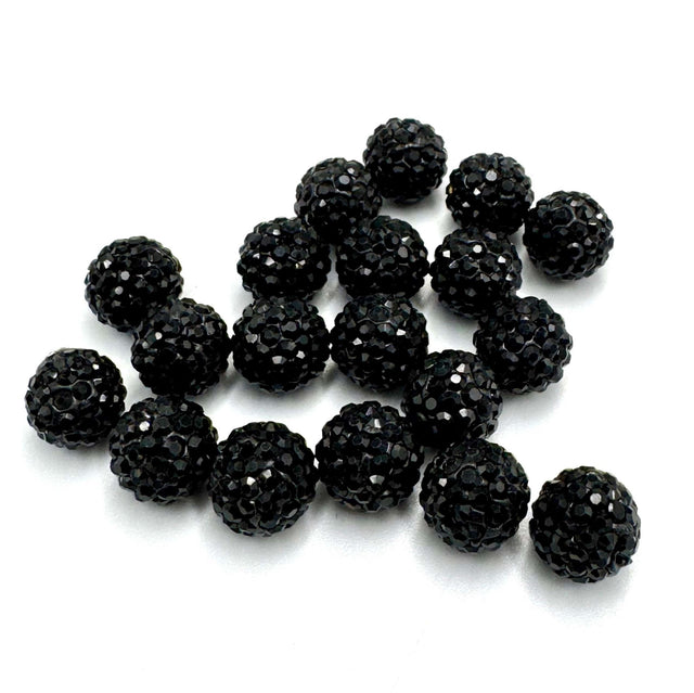 Resin Perler, Sort, Topboret/Anboret, 10mm, 4 stk. - Uniq Perler - 114879