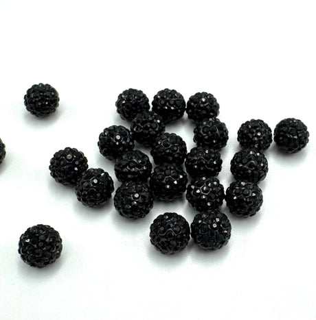 Resin Perler, Sort, Topboret/Anboret, 8mm, 4 stk. - Uniq Perler - 114880