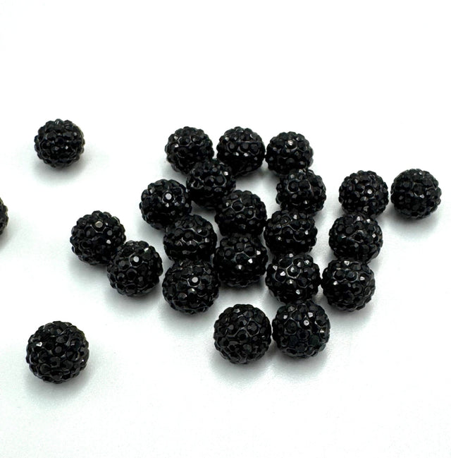 Resin Perler, Sort, Topboret/Anboret, 8mm, 4 stk. - Uniq Perler - 114880