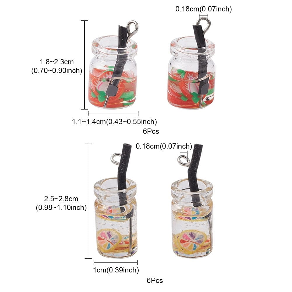 Resin Vedhæng – Mix Farver (18 - 25x10mm) 12 Dele - Uniq Perler - 115199